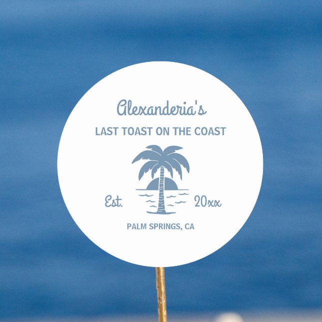 Adesivo Redondo Último brinde na despedida de solteira na costa (Criador carregado)