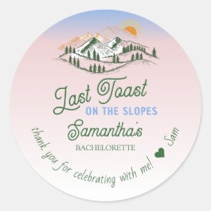 Adesivo Redondo Último brinde na encosta de esqui de inverno de fi