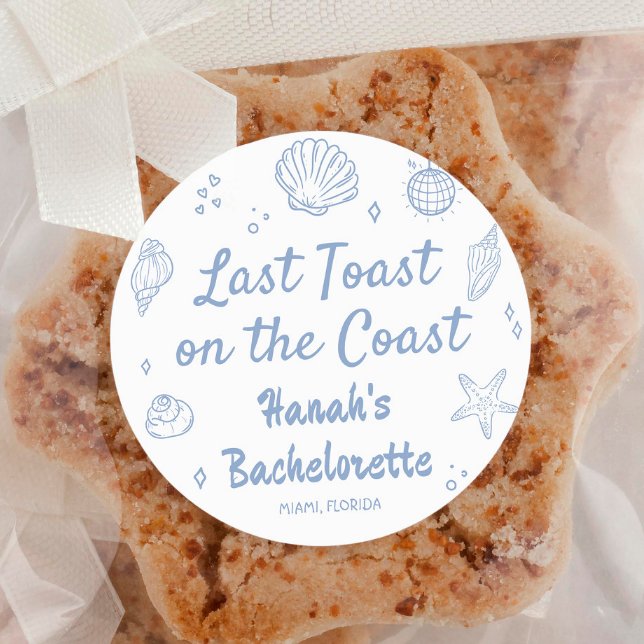 Adesivo Redondo Último brinde na Festa de solteira costeira (Criador carregado)