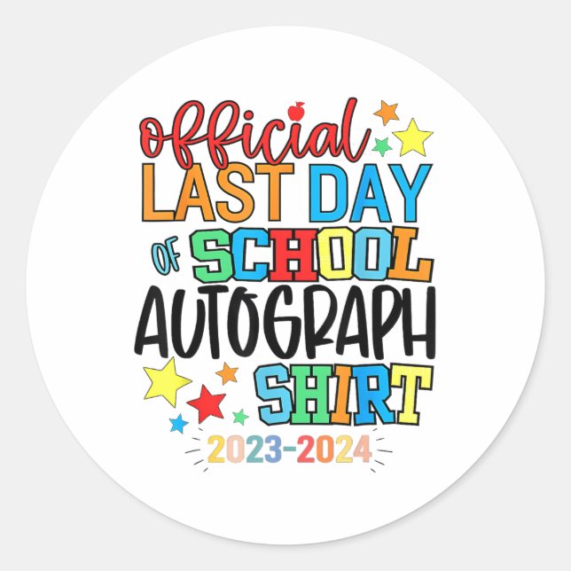 Adesivo Redondo Último Dia De Pós-Graduação Do Jardim De Autografi (Frente)