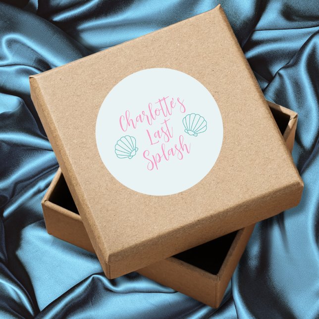 Adesivo Redondo Último Esplendor Festa de Solteira Praia Seashell (Last Splash Seashell Beach Bachelorette Party Classic Round Sticker)