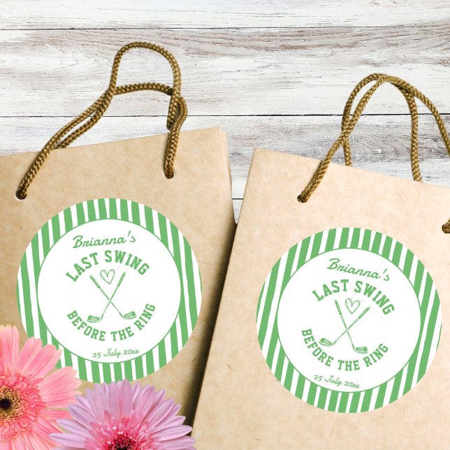Adesivo Redondo Último favorito do clube de golfe Bachelorette (Last swing before the ring golf country club Bachelorette party  favor Sticker)