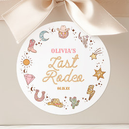 Adesivo Redondo Último Rodeio Disco Cowgirl Fim de Semana de Despe