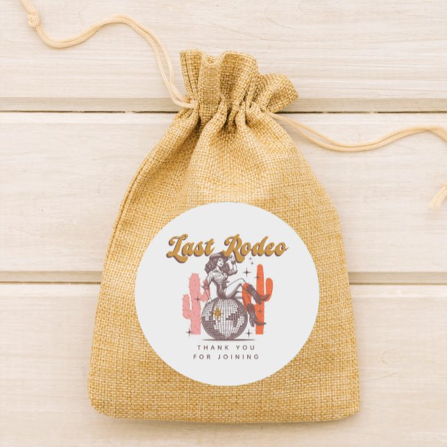 Adesivo Redondo Último Rodeio Retro Rosa Cowgirl Despedida de Solt (Criador carregado)