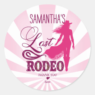 Adesivo Redondo Último Rodeo Rosa Vaqueira Vermelha Nash Bash Desp