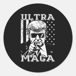 Adesivo Redondo Ultra MAGA Diversão Anti Biden US Flag Pro Trump T