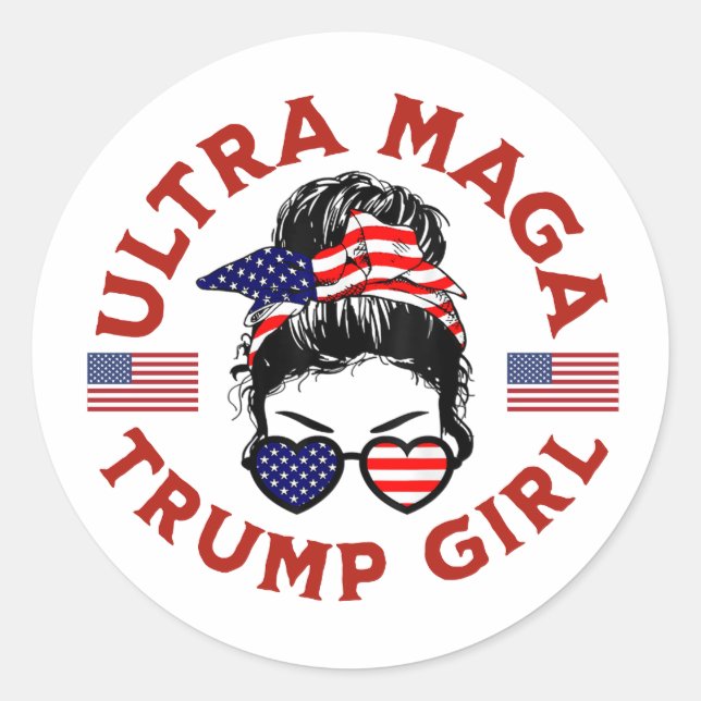 Adesivo Redondo Ultra Maga Trump Girl (Frente)