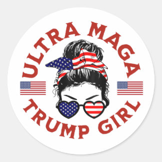 Adesivo Redondo Ultra Maga Trump Girl