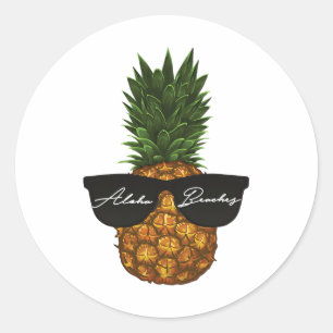 Adesivo Redondo Um Abacaxi Rockin Shades Aloha Praga