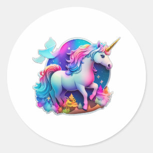 Adesivo Redondo Um Adorável Autocolante Unicorn