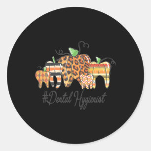Adesivo Redondo Um agradecido Higienista Dental Caiu no Outono Gra