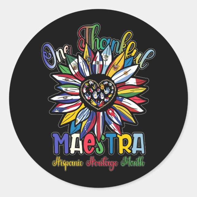 Adesivo Redondo Um agradecimento Hispânico Mês Professor Latino (Frente)