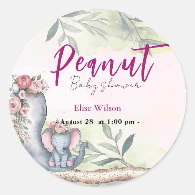 Adesivo Redondo Um amendoim doce está a caminho (Frente)