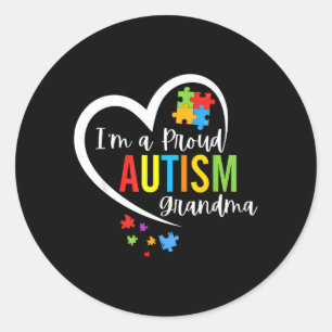 Adesivo Redondo Um Amor de Avó Orgulhosa Coração Puzzle de Conscie