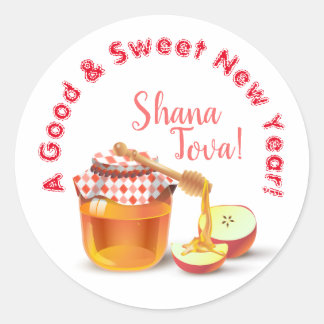 Adesivo Redondo Um Ano Novo Bom E Doce! Honey & Apple Shana Tova
