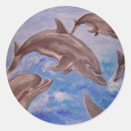 Adesivo Redondo Um bando de golfinhos picantes