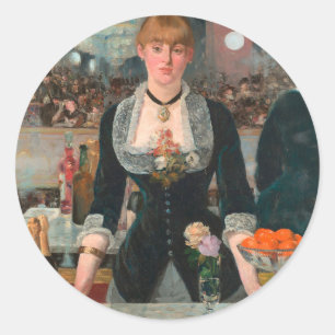 Adesivo Redondo Um Bar no Manet Folies-Bergère Edouard