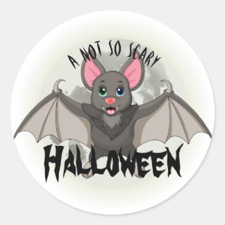Adesivo Redondo Um Bat De Cartoon E Um Halloween Não Muito Assusta