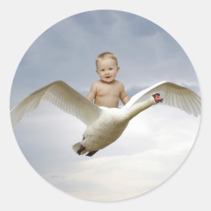 Adesivo Redondo Um bebê e o céu da cisne
