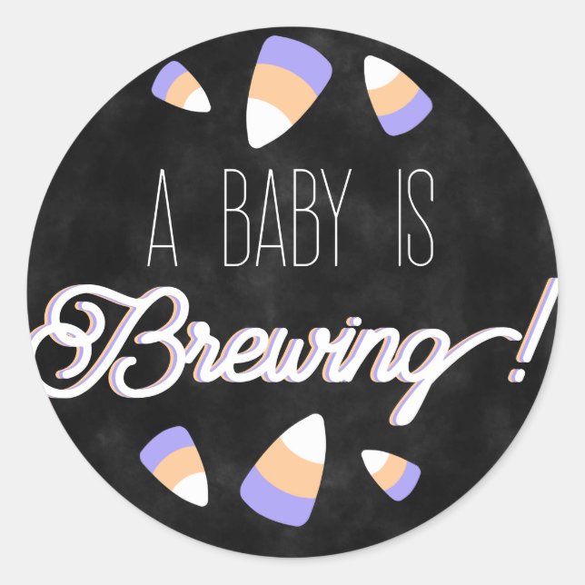 Adesivo Redondo Um Bebê está a criar milho doce assustador (Frente)