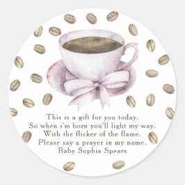 Adesivo Redondo Um bebê está a criar o rótulo da vela de oração