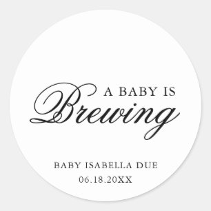 Adesivo Redondo Um Bebê Está Criando Chá de fraldas De Caligraf