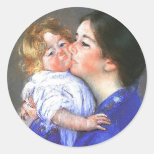 Adesivo Redondo Um Beijo Para A Bebê Anne, Mary Cassatt
