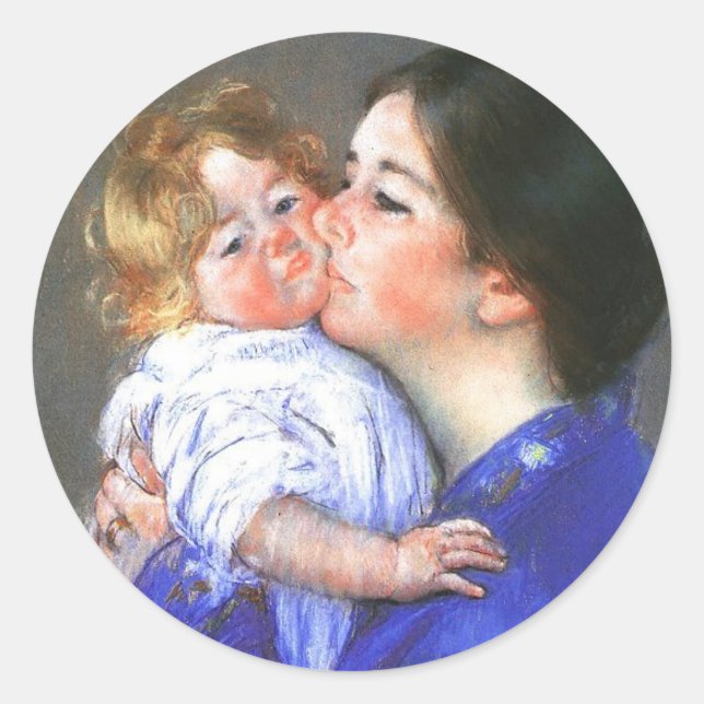 Adesivo Redondo Um Beijo Para Bebê Anne, Mary Cassatt (Frente)