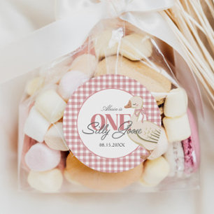 Adesivo Redondo Um Bobo de Cottagecore Rosa Gado