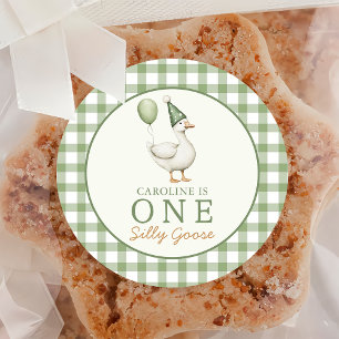 Adesivo Redondo Um Bobo de primeiro aniversario de Goose Boy