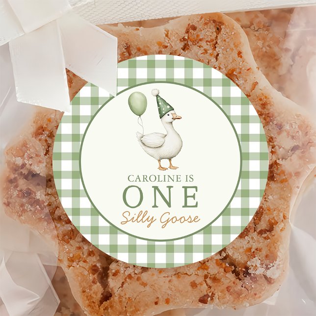 Adesivo Redondo Um Bobo de primeiro aniversario de Goose Boy (Criador carregado)