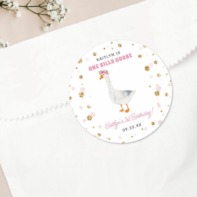 Adesivo Redondo Um Bobo Festa de primeiro aniversario de Gansos (Criador carregado)