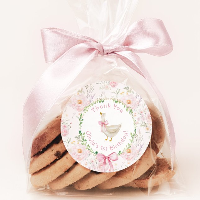 Adesivo Redondo Um Bobo fica roxo, rosa, Aniversário Obrigado (Criador carregado)