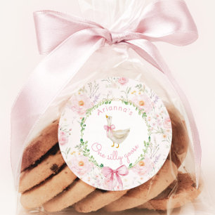 Adesivo Redondo Um Bobo ganha Arco rosa-rosado primeiro aniversari