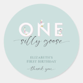 Adesivo Redondo Um Bobo ganso primeiro aniversario