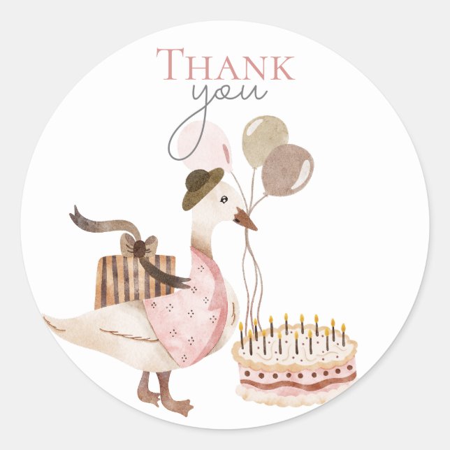 Adesivo Redondo Um Bobo Vintage Aniversário Goose Obrigado (Frente)