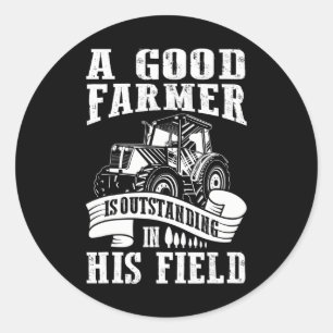 Adesivo Redondo Um Bom Agricultor Está Extraído Em Sua Agricultura