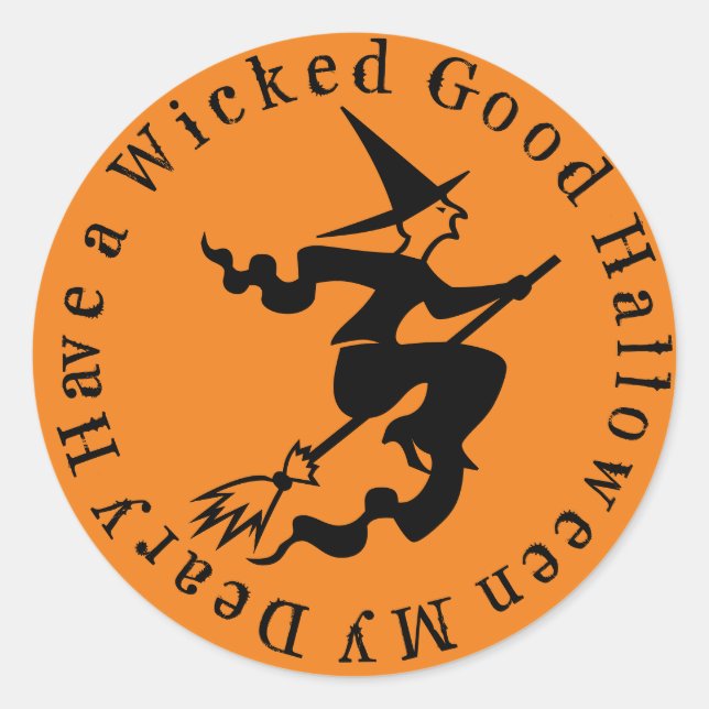 Adesivo Redondo Um Bom Dia das Bruxas (Frente)