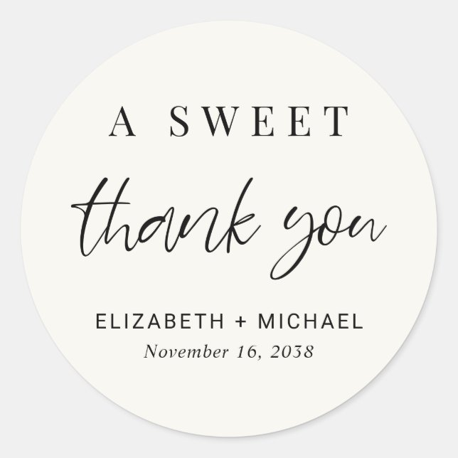 Adesivo Redondo Um Bonitinho Obrigado Creme Wedding Favor (Frente)
