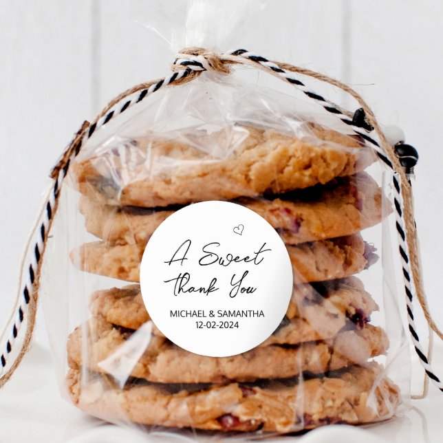 Adesivo Redondo Um Bonitinho, Obrigado, Favor De Casamento (A sweet thank you personalized favor sticker)