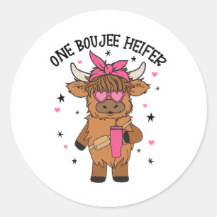 Adesivo Redondo Um Boojee Heifer Cow Tumbler Fazenda Animal Valent