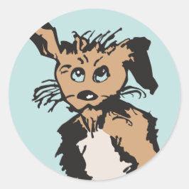 Adesivo Redondo Um Cachorro Bonito Com Olhos Azuis