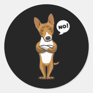 Adesivo Redondo Um cão basenji nascido engraçado