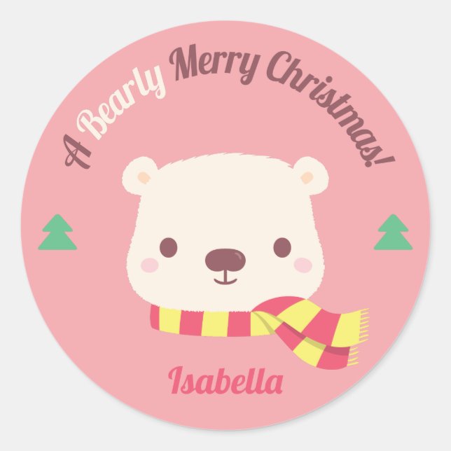 Adesivo Redondo Um Cartões de natal de Natal Feliz (Frente)