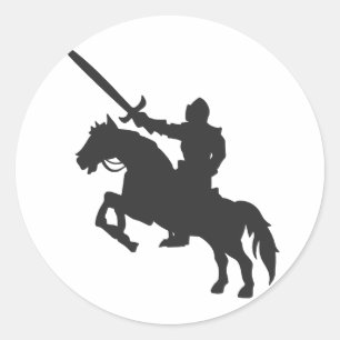 Adesivo Redondo Um cavaleiro em um cavalo - Escolher cor de fundo