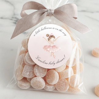 Adesivo Redondo Um Chá de fraldas Ballerina Watercolor Girl