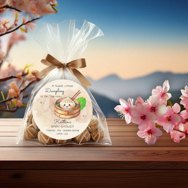 Adesivo Redondo Um Chá de fraldas De Tema Kwai Doce (A Sweet Little Dumpling Kwai Theme Baby Shower Favors Round Classic Sticker)