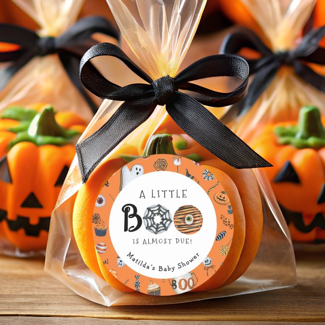 Adesivo Redondo Um Chá de fraldas Laranja Pequeno (Criador carregado)