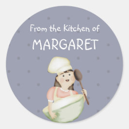 Adesivo Redondo um chef bonito que misturava comida de padaria...