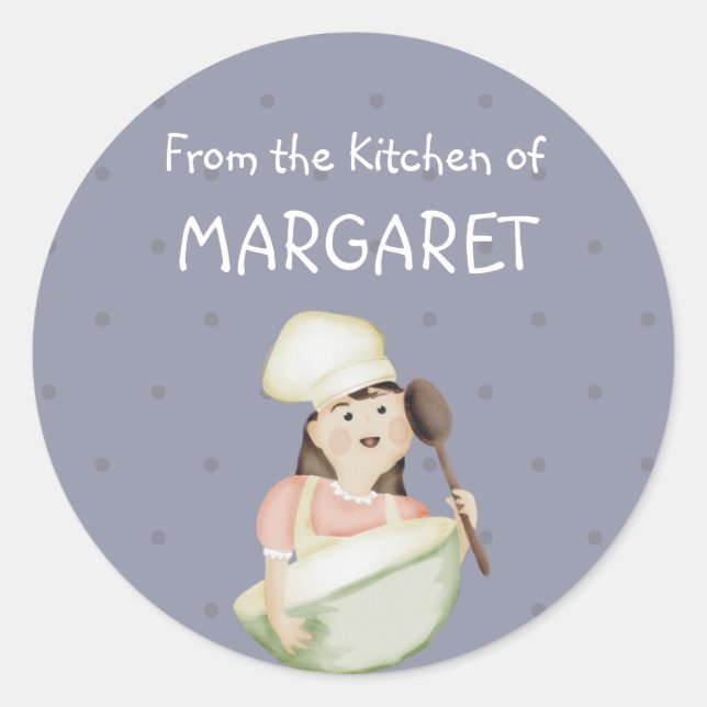 Adesivo Redondo um chef bonito que misturava comida de padaria... (Frente)